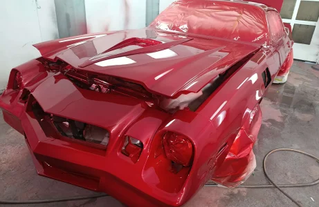 Car after professional custom paint job with a complete color change finish