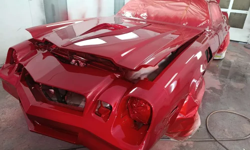Car after professional custom paint job with a complete color change finish